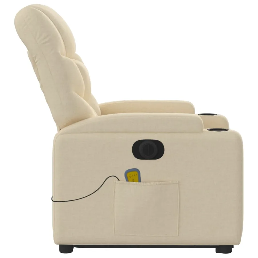 Fauteuil inclinable de massage électrique Crème Tissu - 10