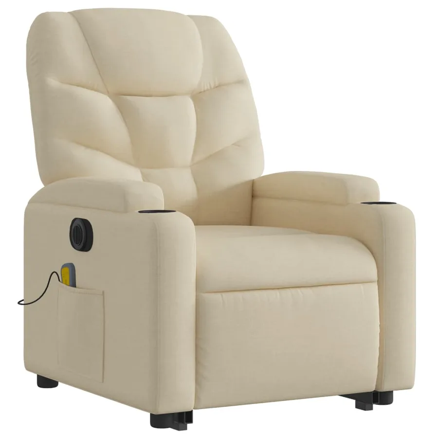 Fauteuil inclinable de massage électrique Crème Tissu - 4