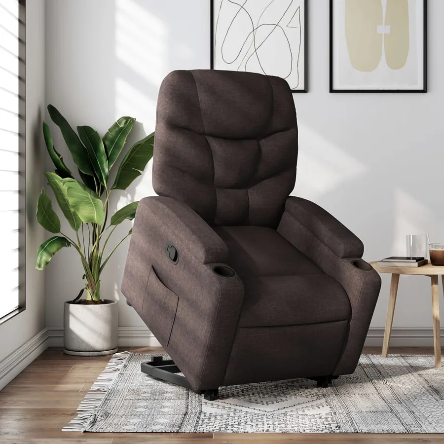 Fauteuil inclinable marron foncé tissu - 15