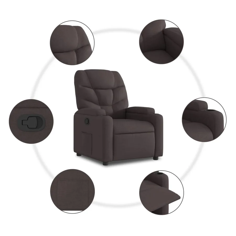 Fauteuil inclinable marron foncé tissu - 8