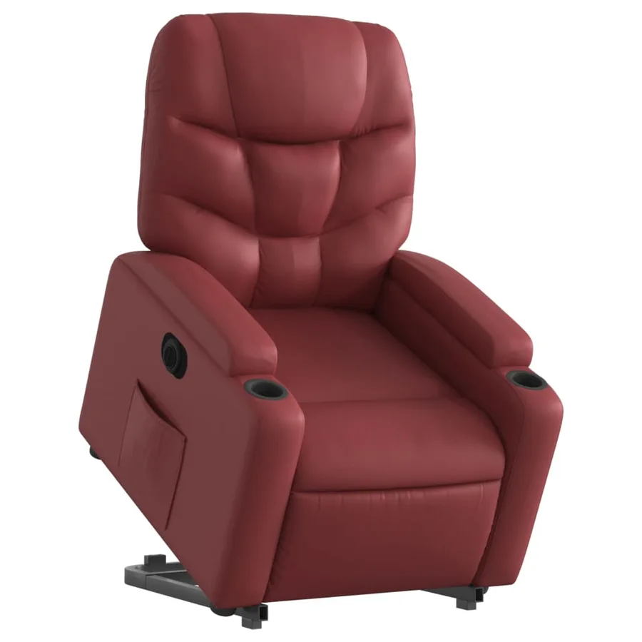 Fauteuil inclinable électrique rouge bordeaux similicuir - 3