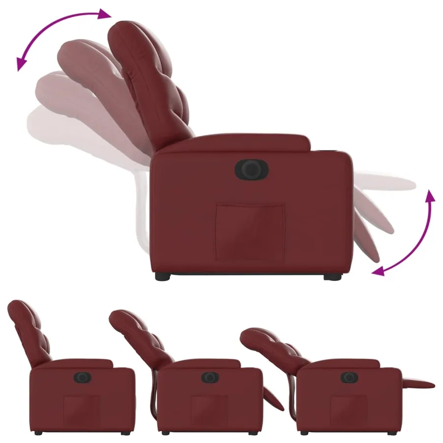 Fauteuil inclinable électrique rouge bordeaux similicuir - 7