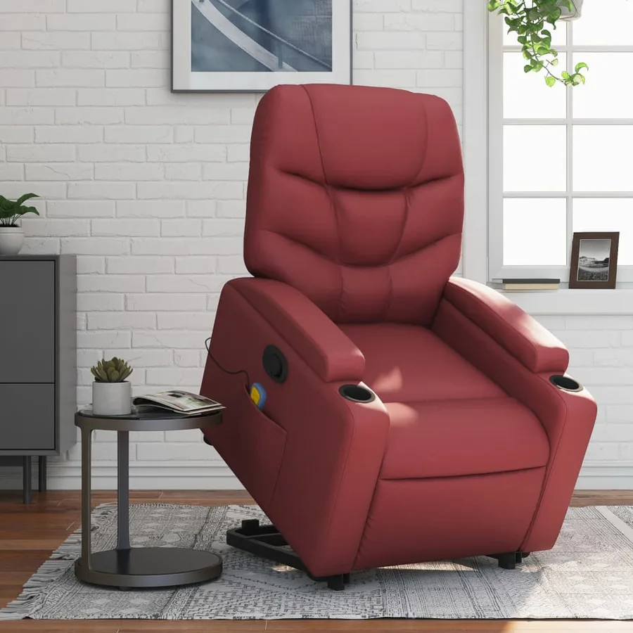 Fauteuil inclinable de massage Rouge bordeaux Similicuir - 15