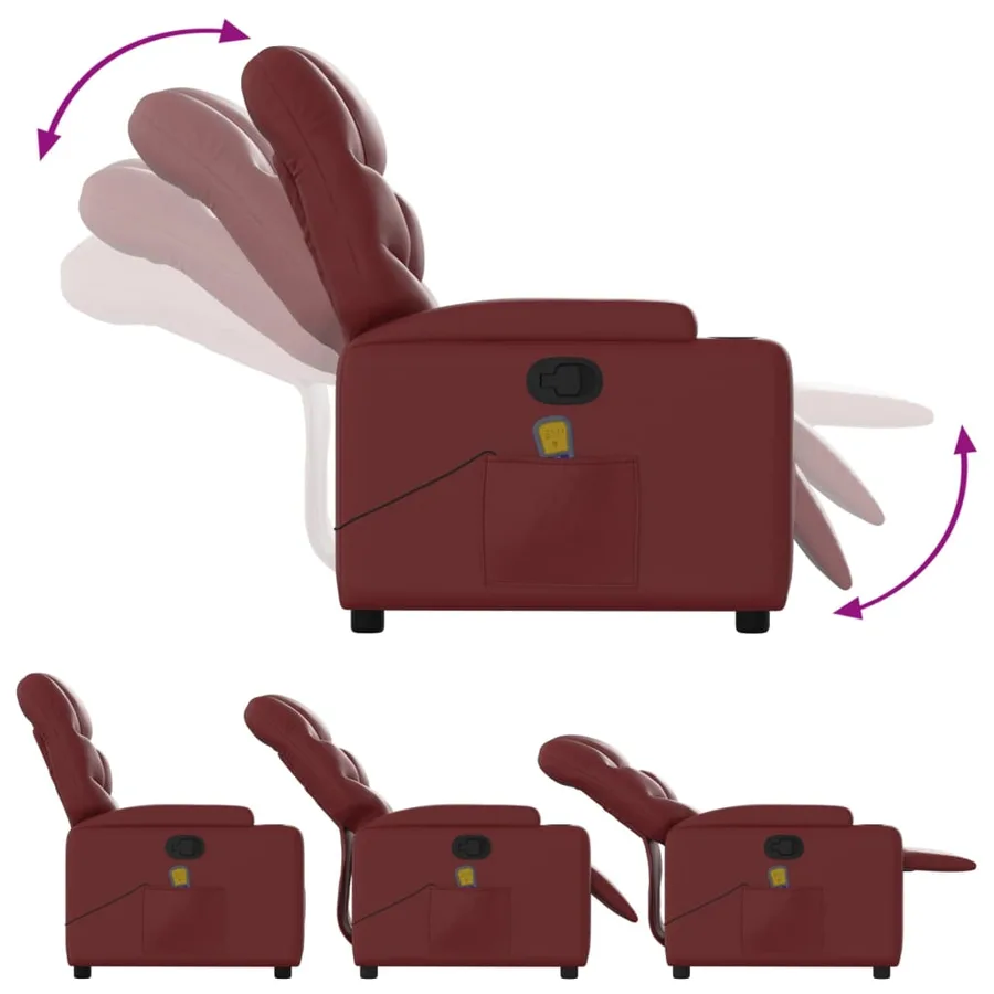 Fauteuil inclinable de massage Rouge bordeaux Similicuir - 7