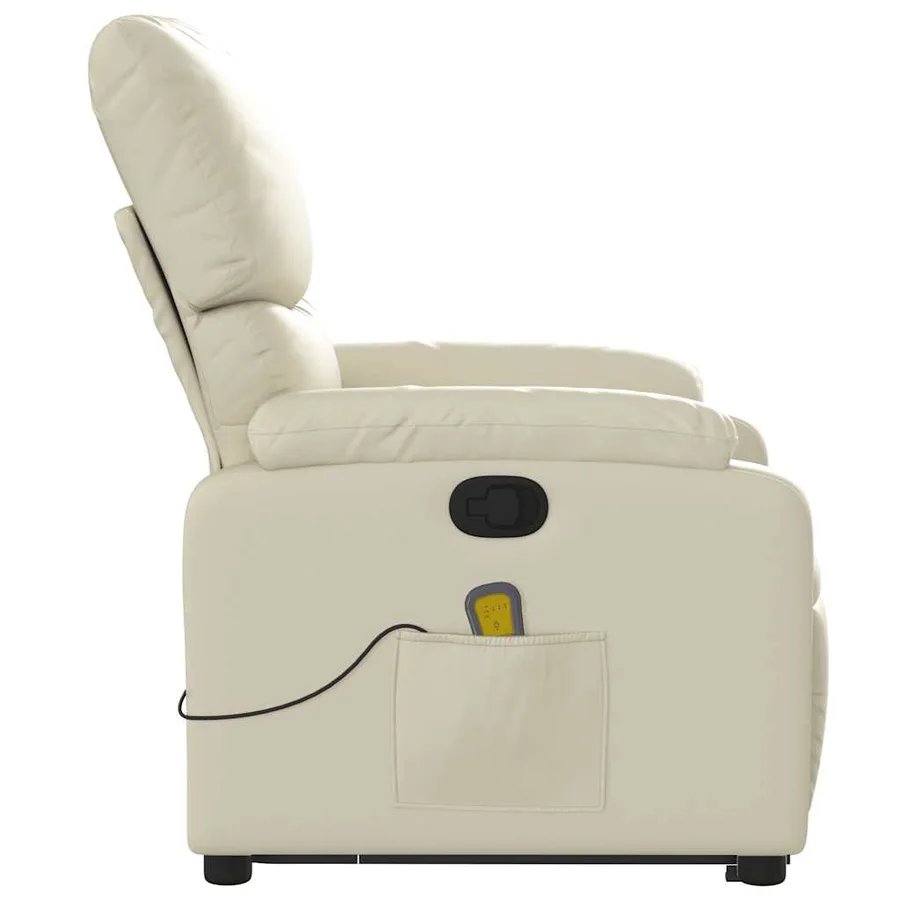 Fauteuil inclinable de massage Crème Similicuir - 10