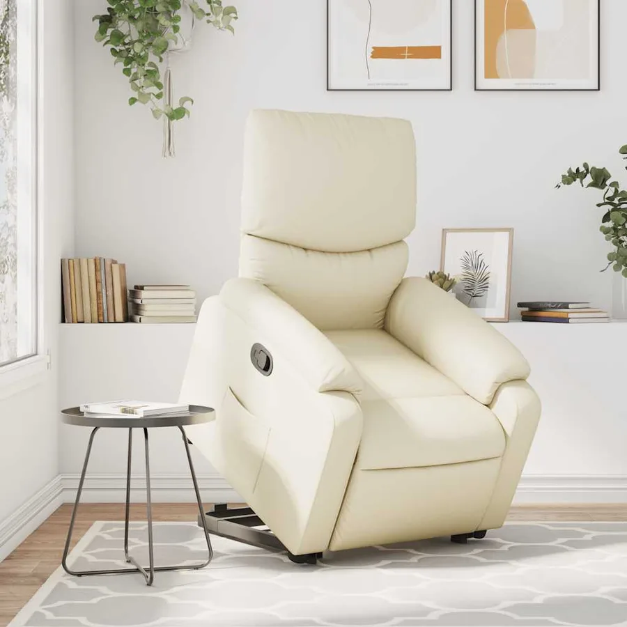Fauteuil inclinable de massage Crème Similicuir - 15