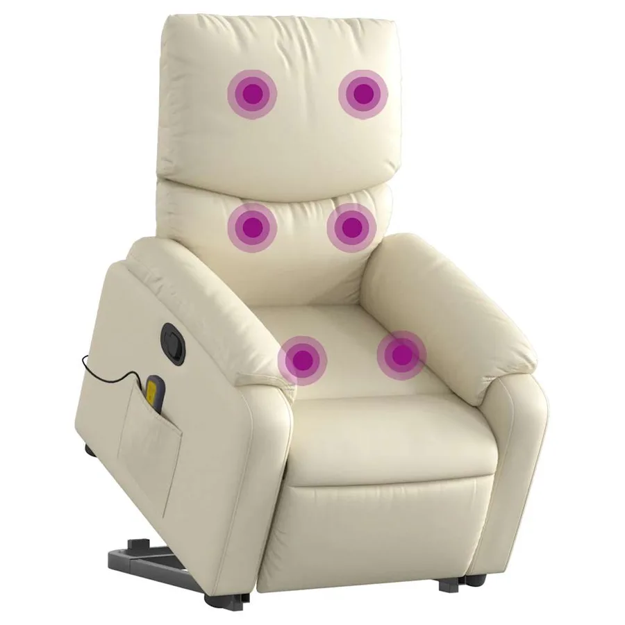 Fauteuil inclinable de massage Crème Similicuir - 3