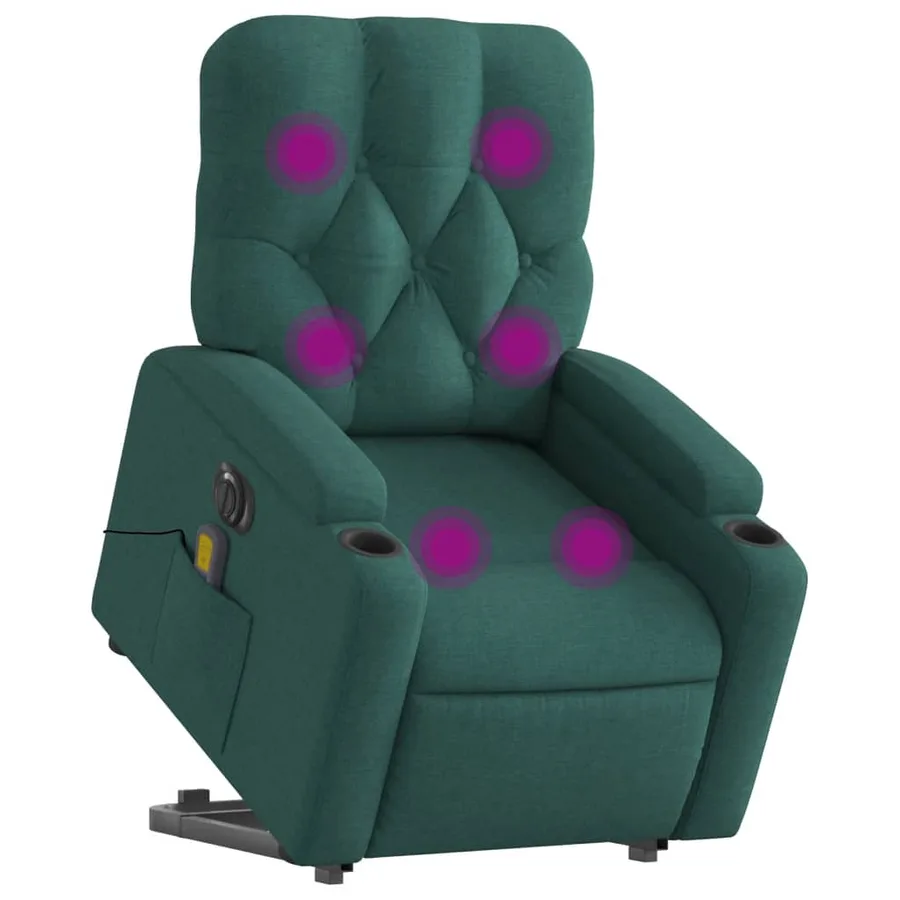 Fauteuil inclinable de massage électrique Vert foncé Tissu - 3