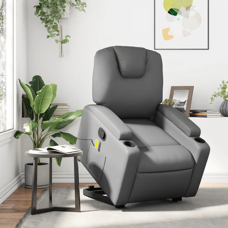 Fauteuil inclinable de massage Gris Similicuir - 16