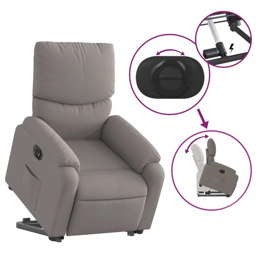 Fauteuil inclinable électrique taupe tissu - 11