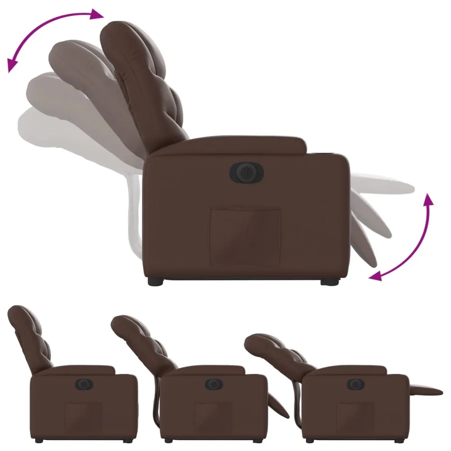 Fauteuil inclinable électrique marron similicuir - 7