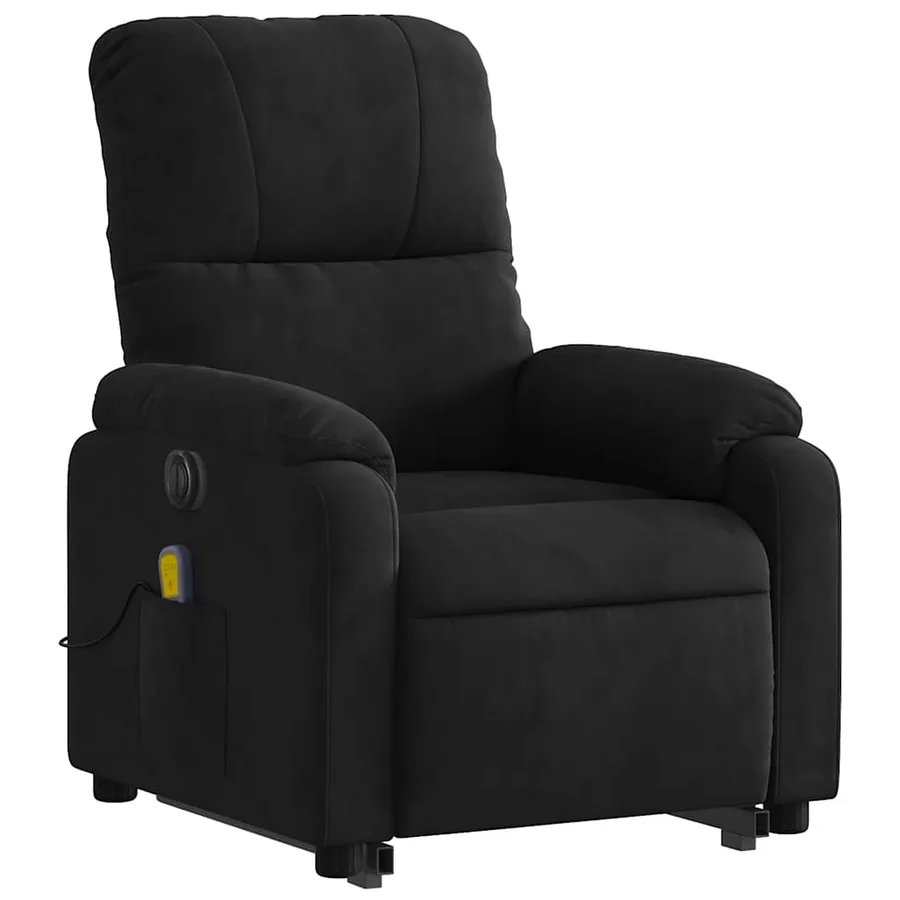Fauteuil inclinable de massage électrique noir tissu microfibre - 4