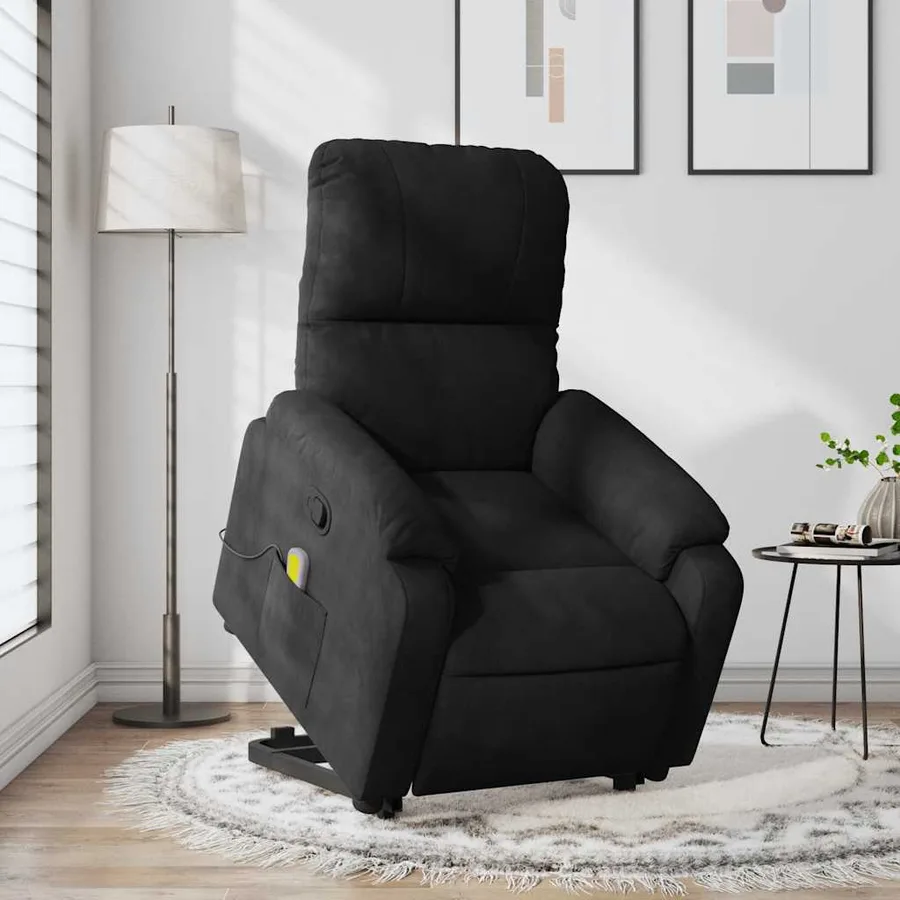 Fauteuil inclinable de massage noir tissu microfibre - 15