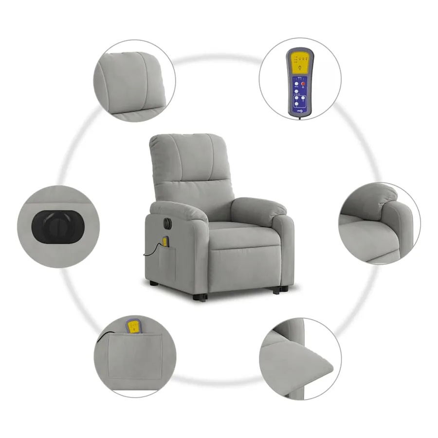 Fauteuil inclinable de massage électrique gris clair - 8