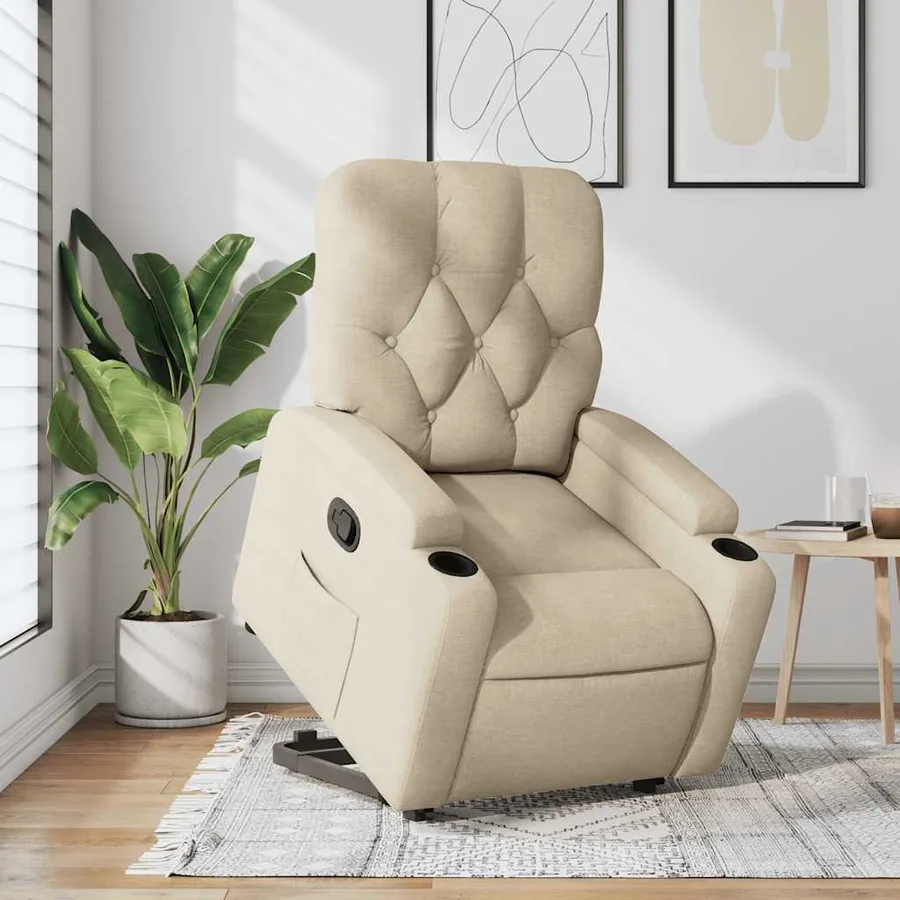 Fauteuil inclinable Crème Tissu - 16