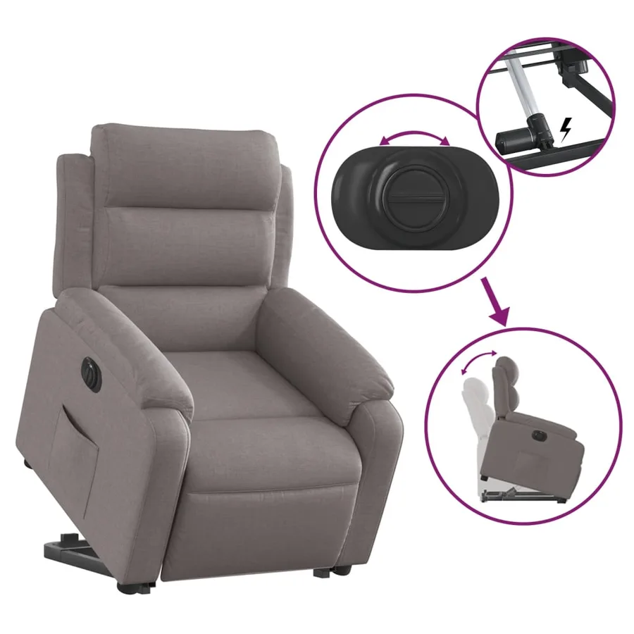 Fauteuil inclinable électrique taupe tissu - 6