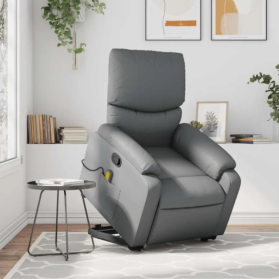 Fauteuil inclinable de massage Gris Similicuir - 16