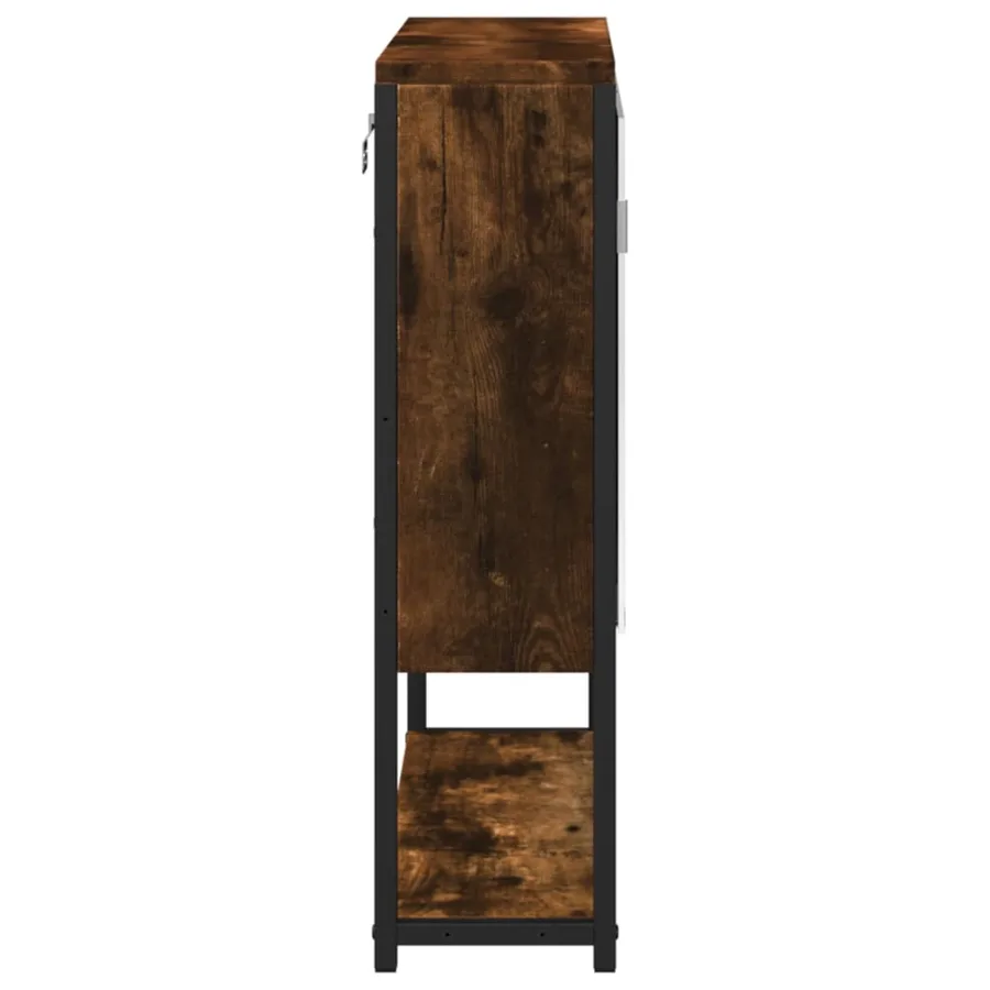 Armoire à miroir de salle de bain chêne fumé bois d’ingénierie - 7