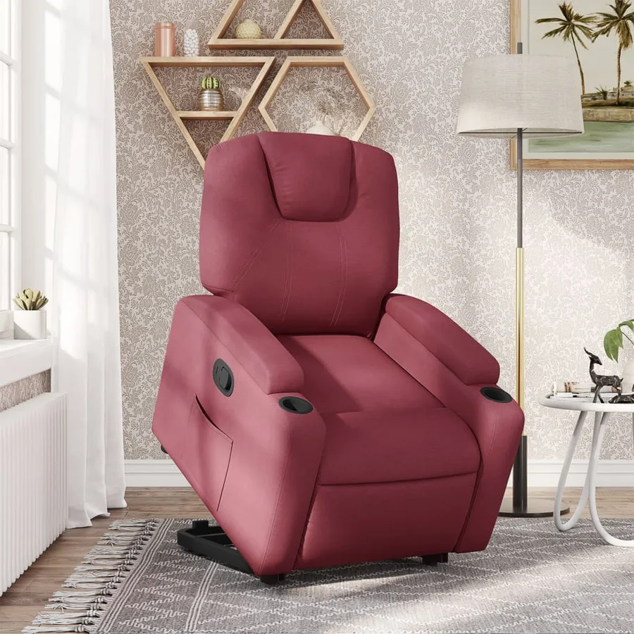 Fauteuil inclinable rouge bordeaux tissu - 15