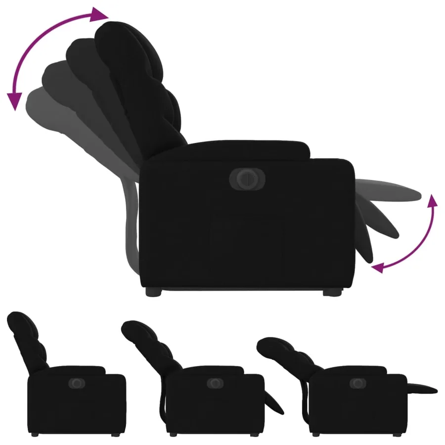 Fauteuil inclinable électrique noir tissu - 7