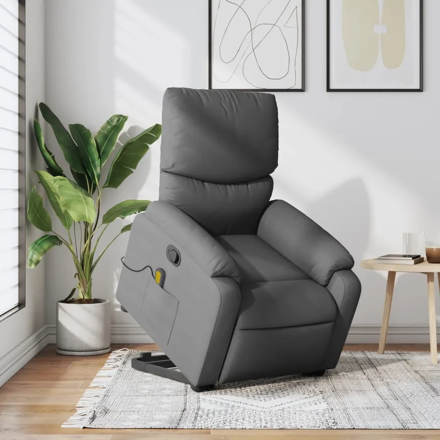 Fauteuil de massage inclinable Gris foncé Tissu - 15
