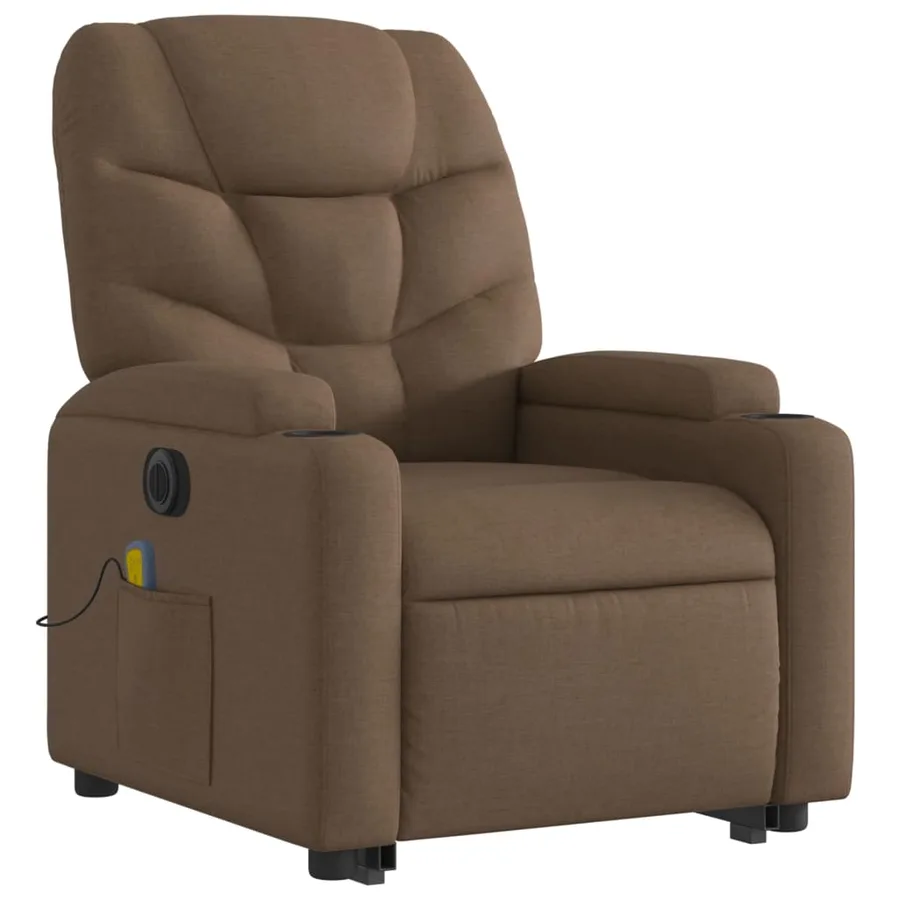 Fauteuil inclinable de massage électrique Marron Tissu - 4