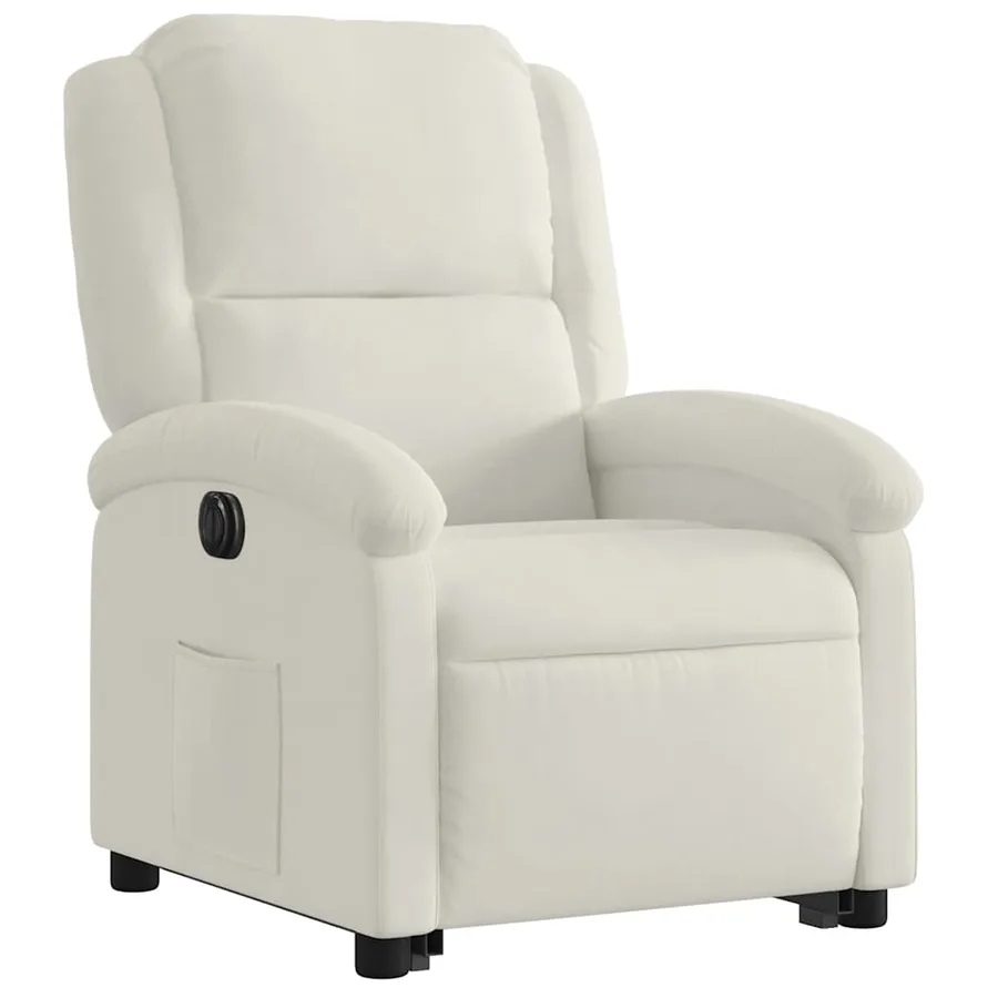 Fauteuil inclinable électrique crème velours - 4