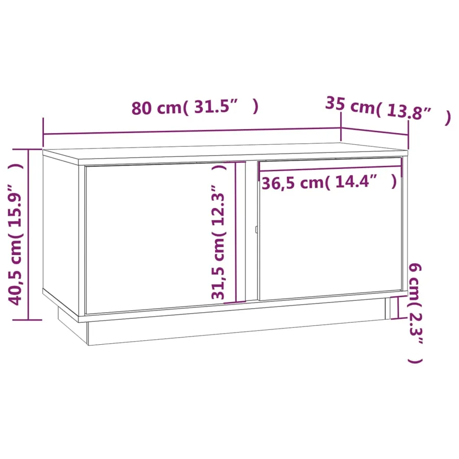 Meuble TV Gris 80x35x40,5 cm Bois de pin massif - 10