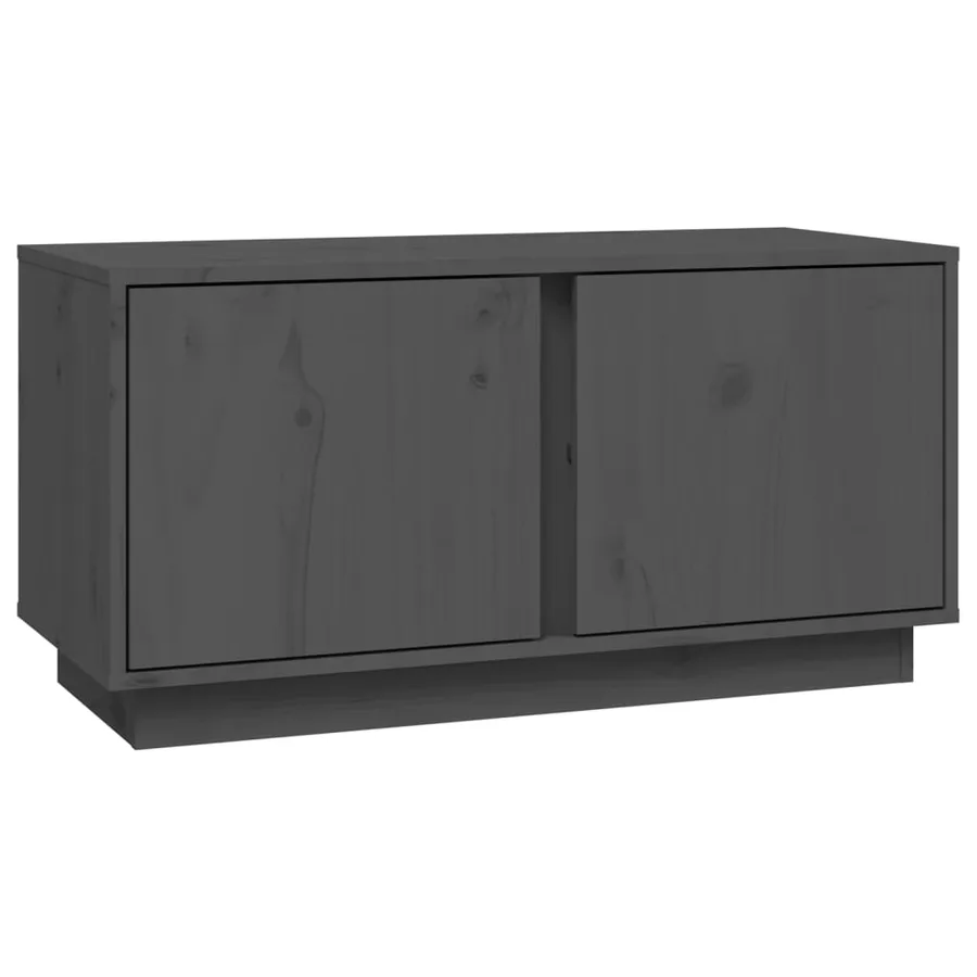 Meuble TV Gris 80x35x40,5 cm Bois de pin massif - 2