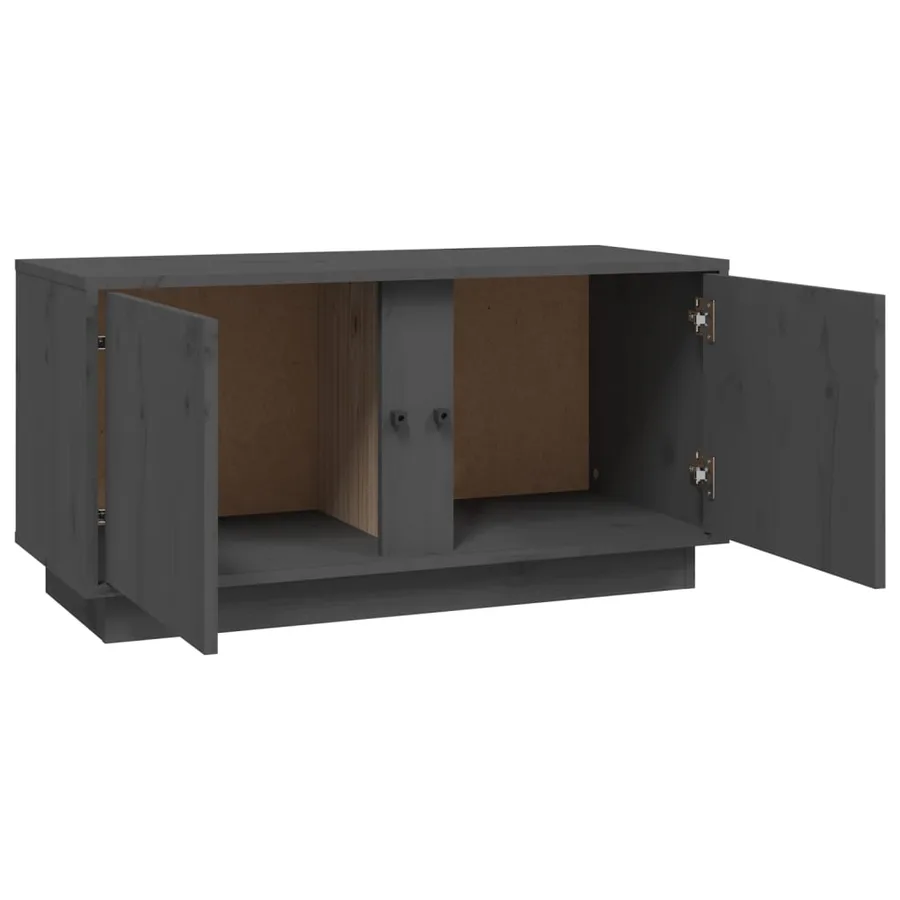 Meuble TV Gris 80x35x40,5 cm Bois de pin massif - 7