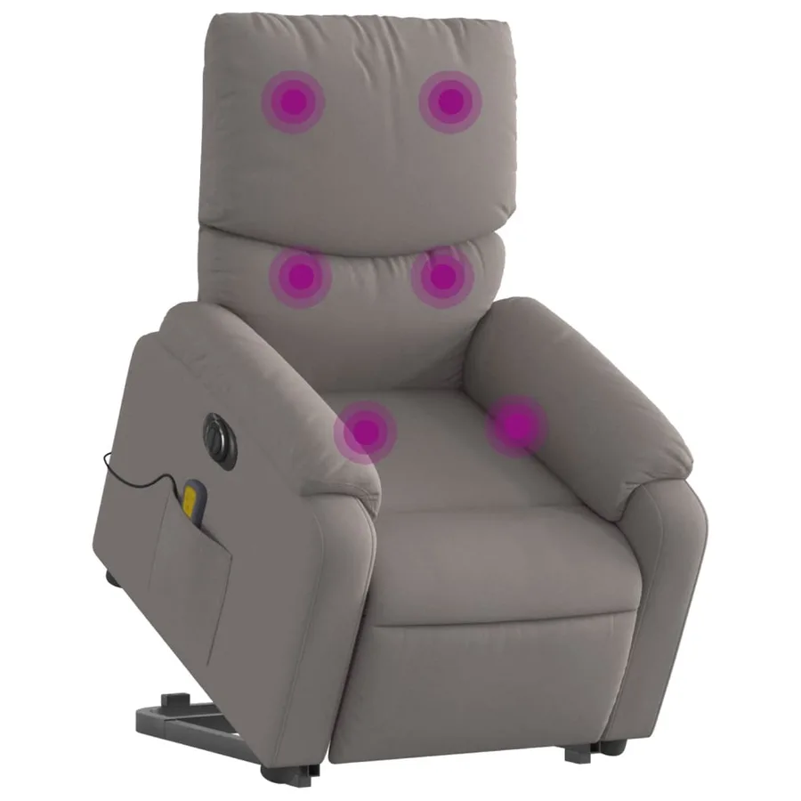 Fauteuil inclinable de massage électrique Taupe Tissu - 3