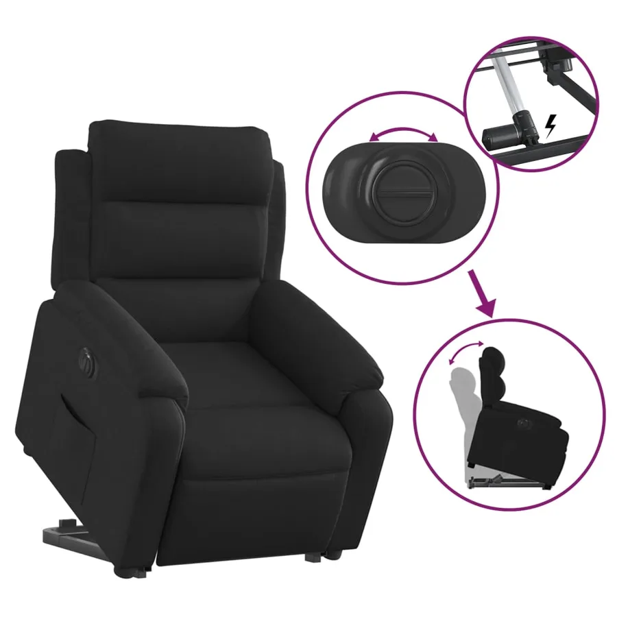 Fauteuil inclinable électrique noir tissu - 6
