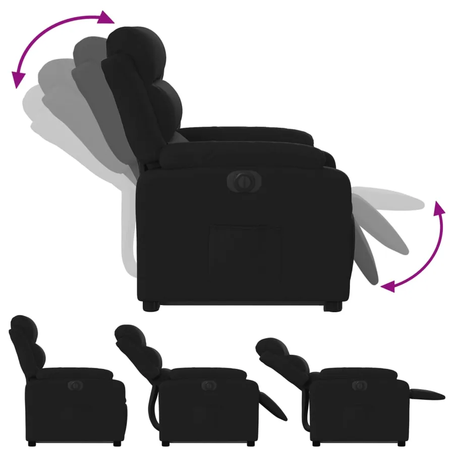 Fauteuil inclinable électrique noir tissu - 7