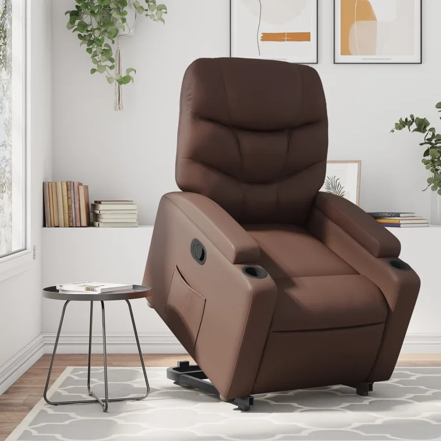 Fauteuil inclinable marron similicuir - 16