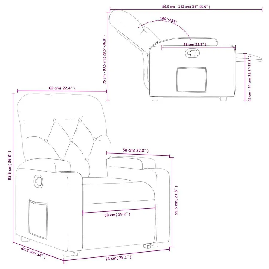 Fauteuil inclinable Gris clair Tissu - 16