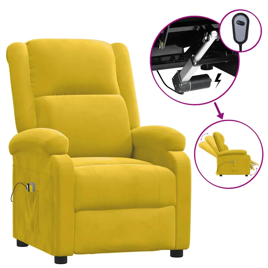 Fauteuil électrique de massage Jaune Velours - 2