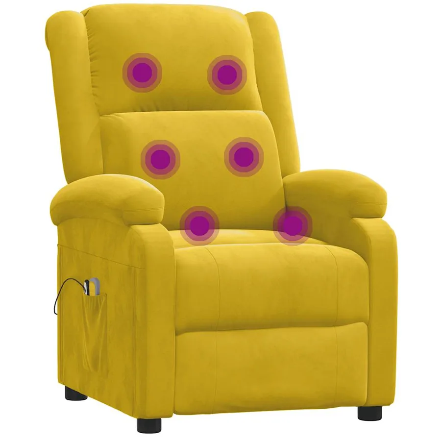 Fauteuil électrique de massage Jaune Velours - 8