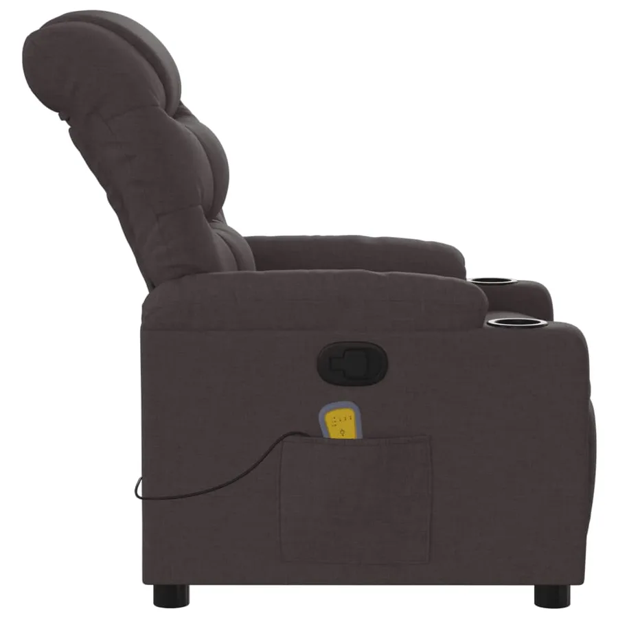 Fauteuil de massage inclinable Marron foncé Tissu - 8
