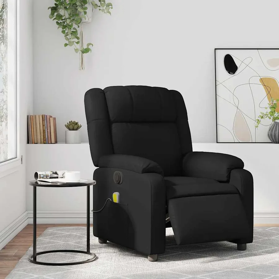 Fauteuil de massage inclinable électrique noir similicuir - 16
