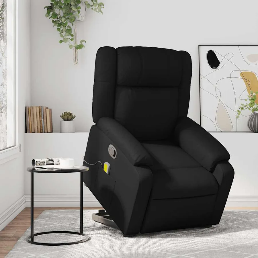 Fauteuil inclinable de massage Noir Similicuir - 15