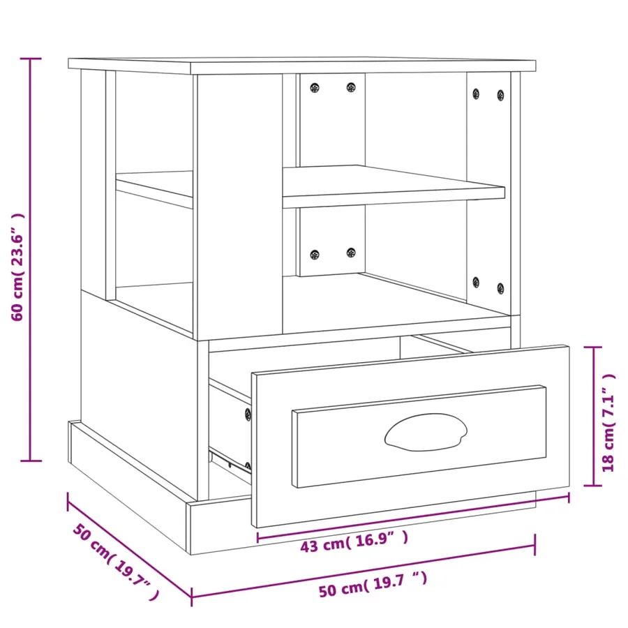 Table d'appoint blanc 50x50x60 cm bois d’ingénierie - 10