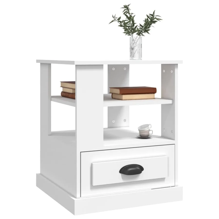 Table d'appoint blanc 50x50x60 cm bois d’ingénierie - 4