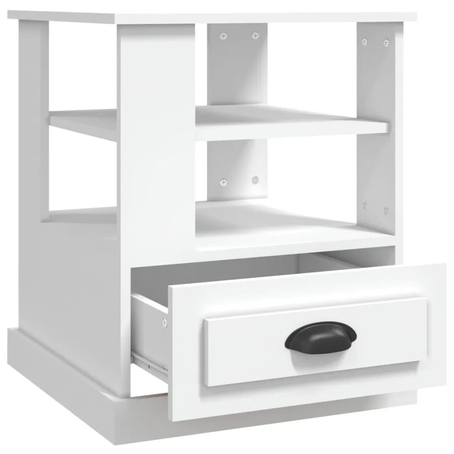 Table d'appoint blanc 50x50x60 cm bois d’ingénierie - 8