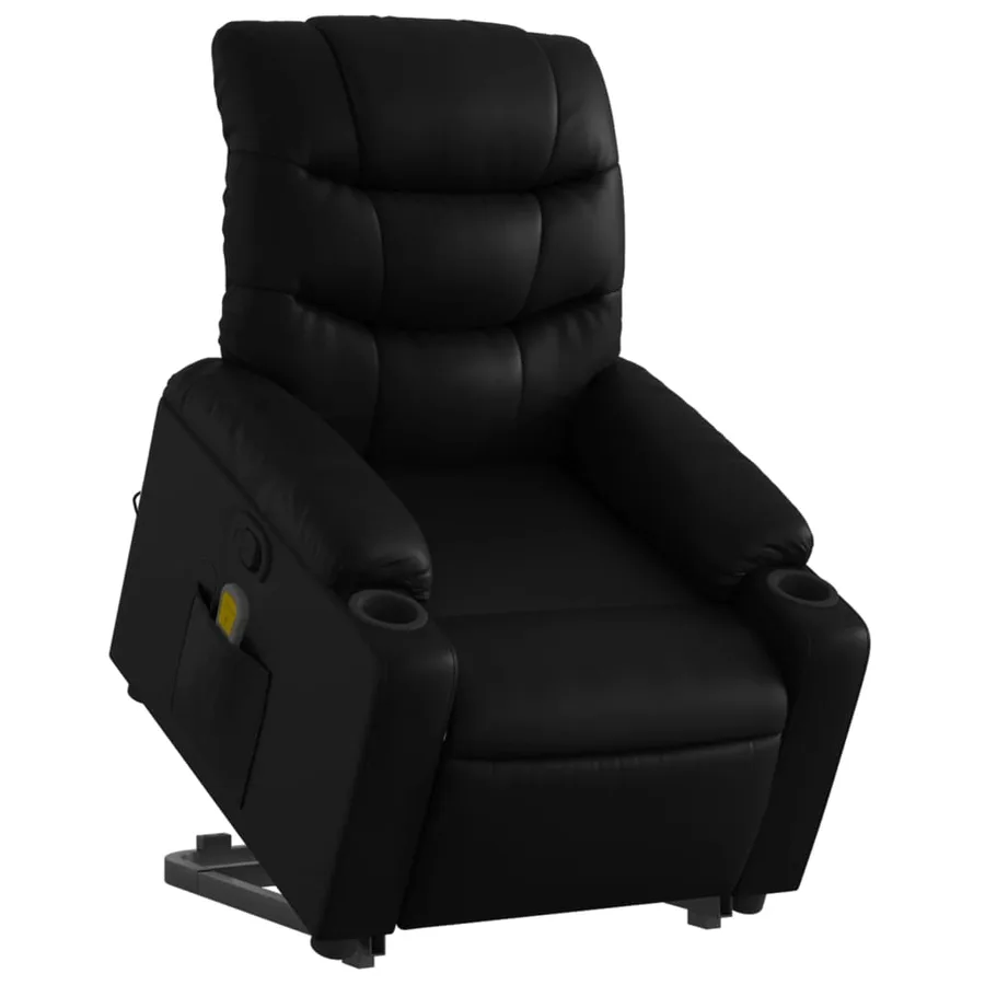 Fauteuil inclinable de massage Noir Similicuir - 3