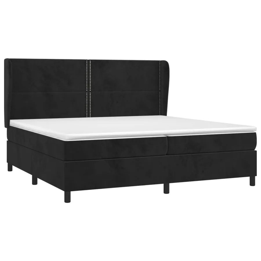 Sommier à lattes de lit et matelas Noir 200x200 cm Velours - 3