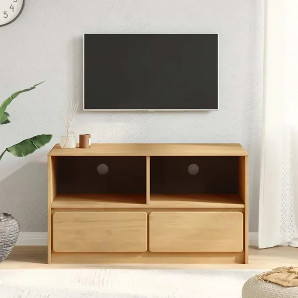 Meuble TV SAUDA chêne 99x43x55 cm bois de pin massif