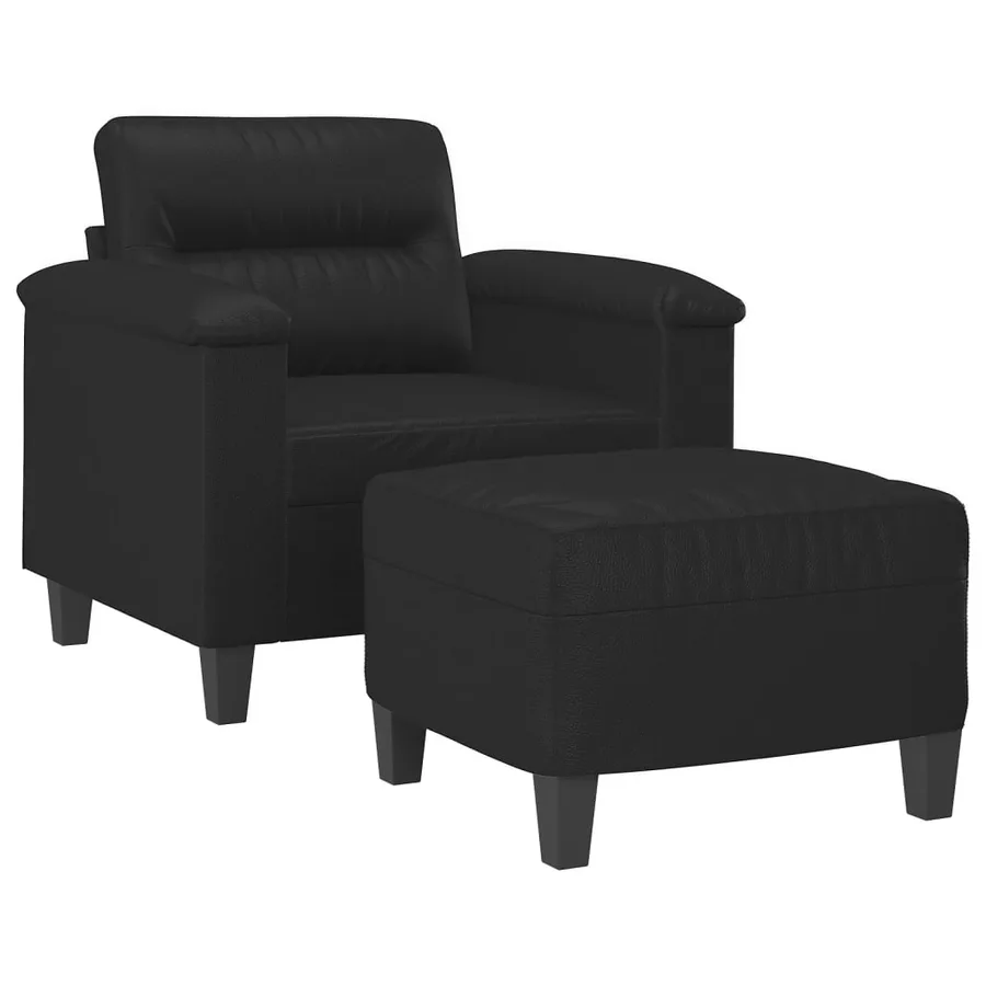 Fauteuil avec repose-pied Noir 60 cm Similicuir - 3