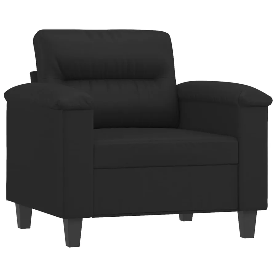 Fauteuil avec repose-pied Noir 60 cm Similicuir - 4