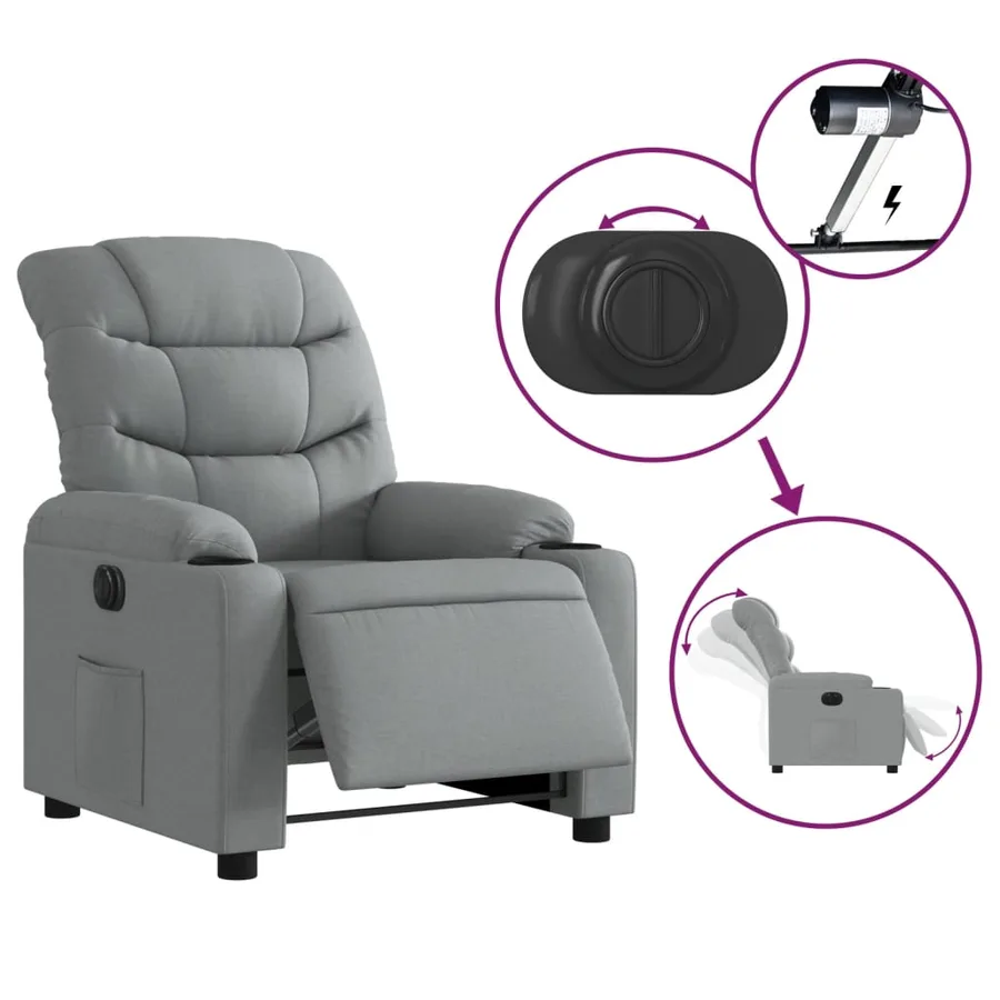 Fauteuil inclinable électrique Gris clair Tissu - 6