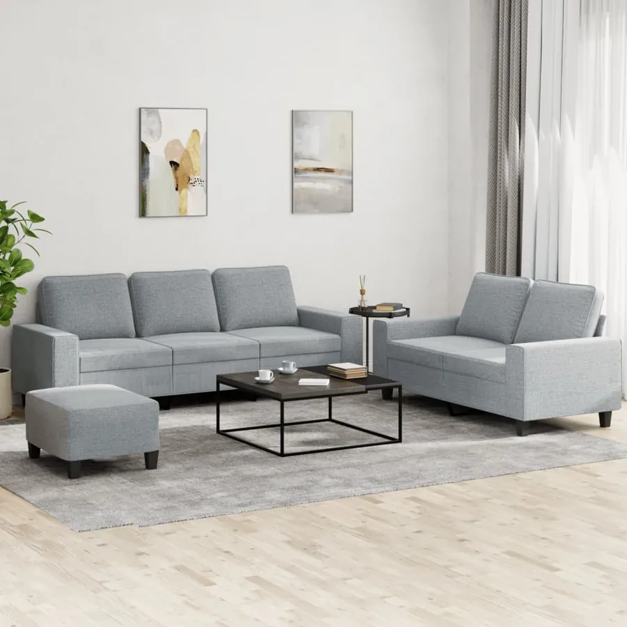 Ensemble de canapés 3 pcs gris clair tissu